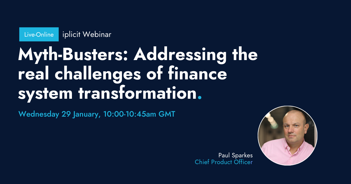 A navy blue graphic promoting iplicit's upcoming webinar on 29 January at 11am GMT, hosted by Chief Product Officer Paul Sparkes